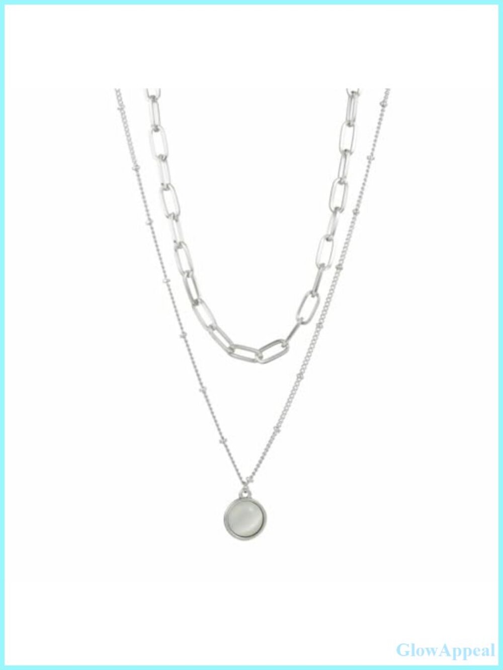 Boho Layered Choker Necklace Gold Silver Plated Opal Moonstone Pendant Women